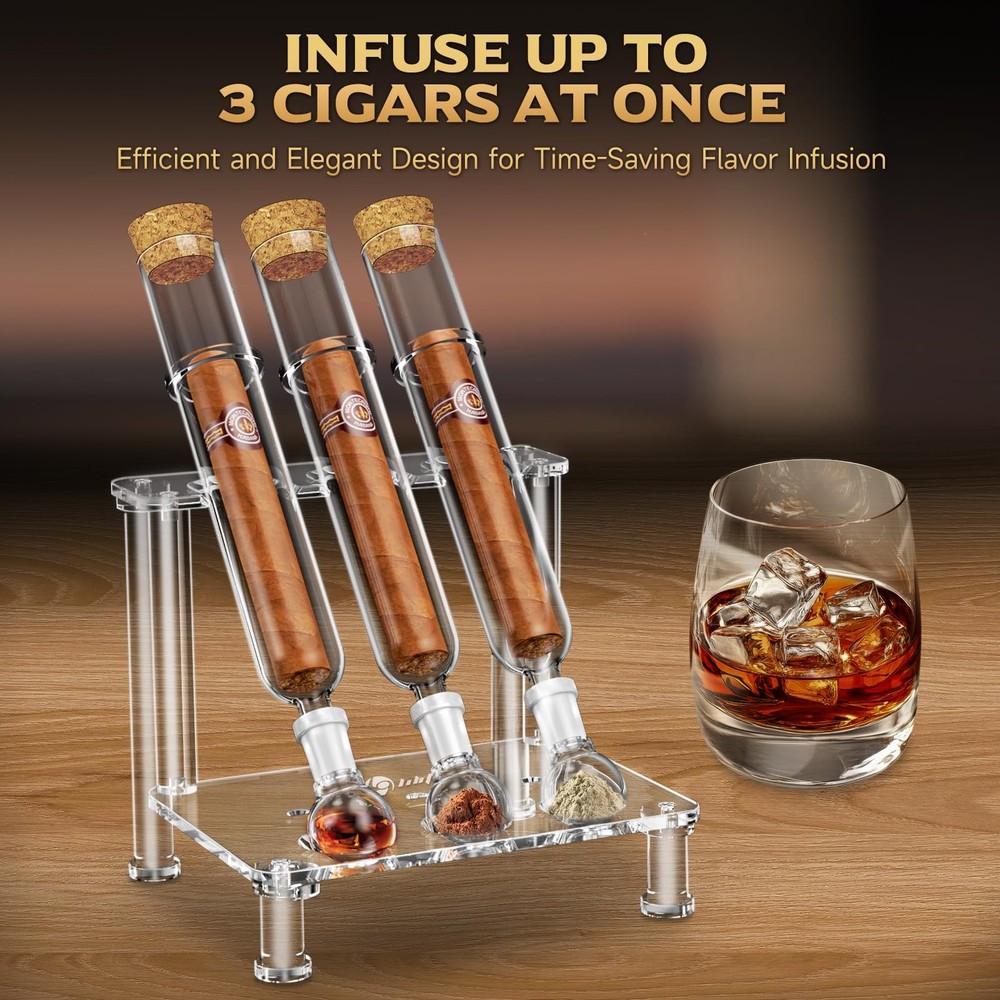 LIHTUN Cigar Flavoring Humidor Case for 3 Cigars, Medium, Transparent