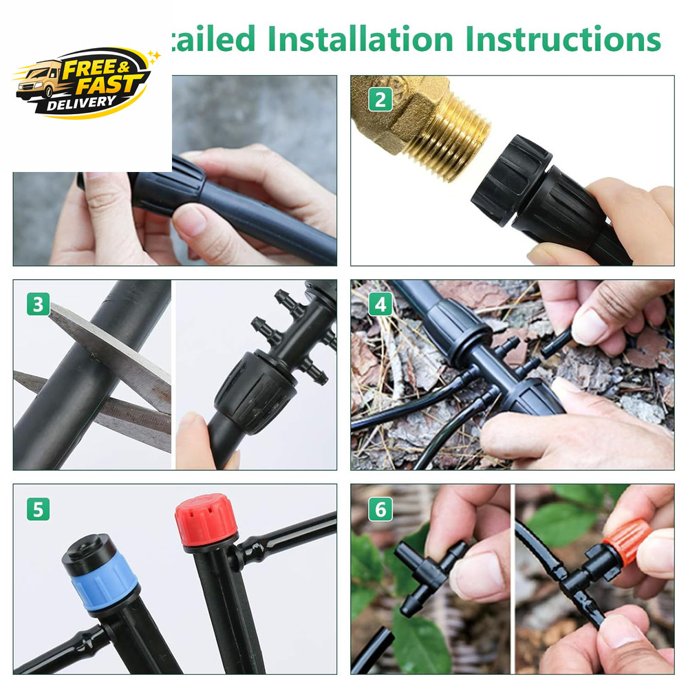 256FT Automatic Drip Irrigation System Kit,Automatic Garden Watering Misting Sys