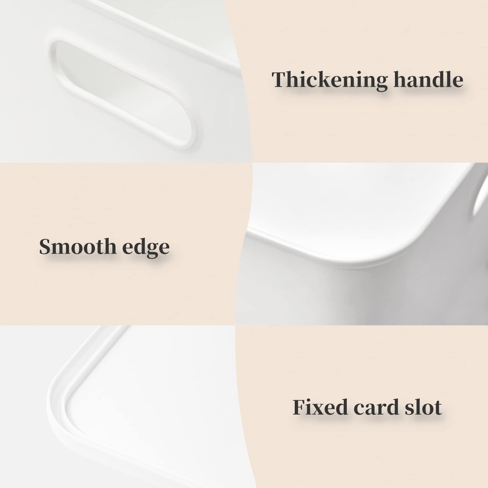 Plastic Storage Baskets Bins Boxes With Lids,Organizing Container White Stora...