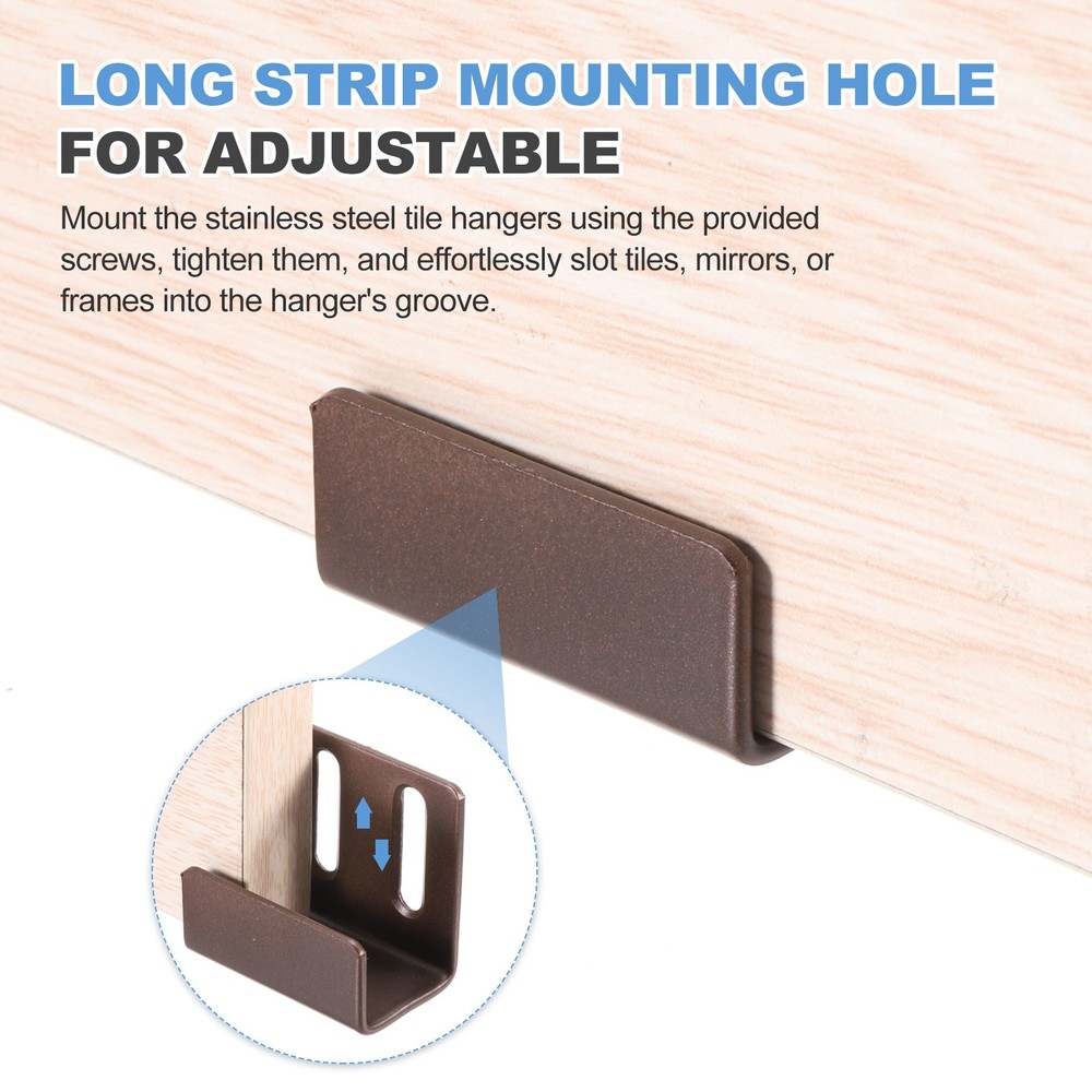 10pcs Adjustable Tile Hooks, Black, 20mm (13/16")