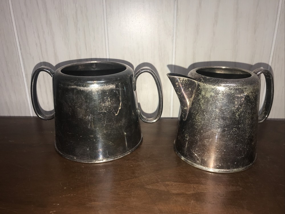 Vintage Sheffield EPNS Silver Plated Cream & Sugar - Plate Silver Scrap