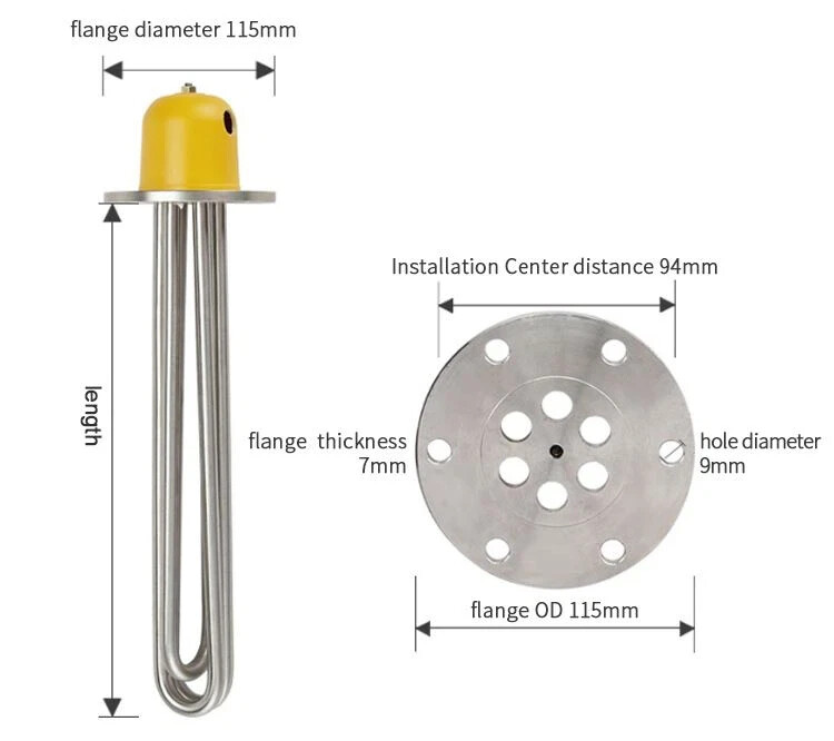 Duralov original SS 9Kw 220VAC Kettle Flanged Immersion Heater Element
