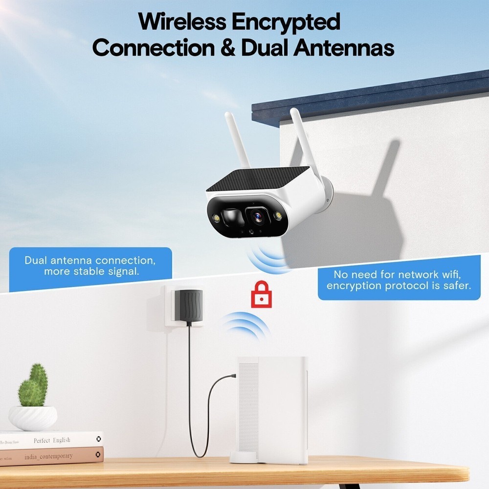 Solar Security Cameras Wireless Outdoor Home Security System 10CH NVR 4-Cameras