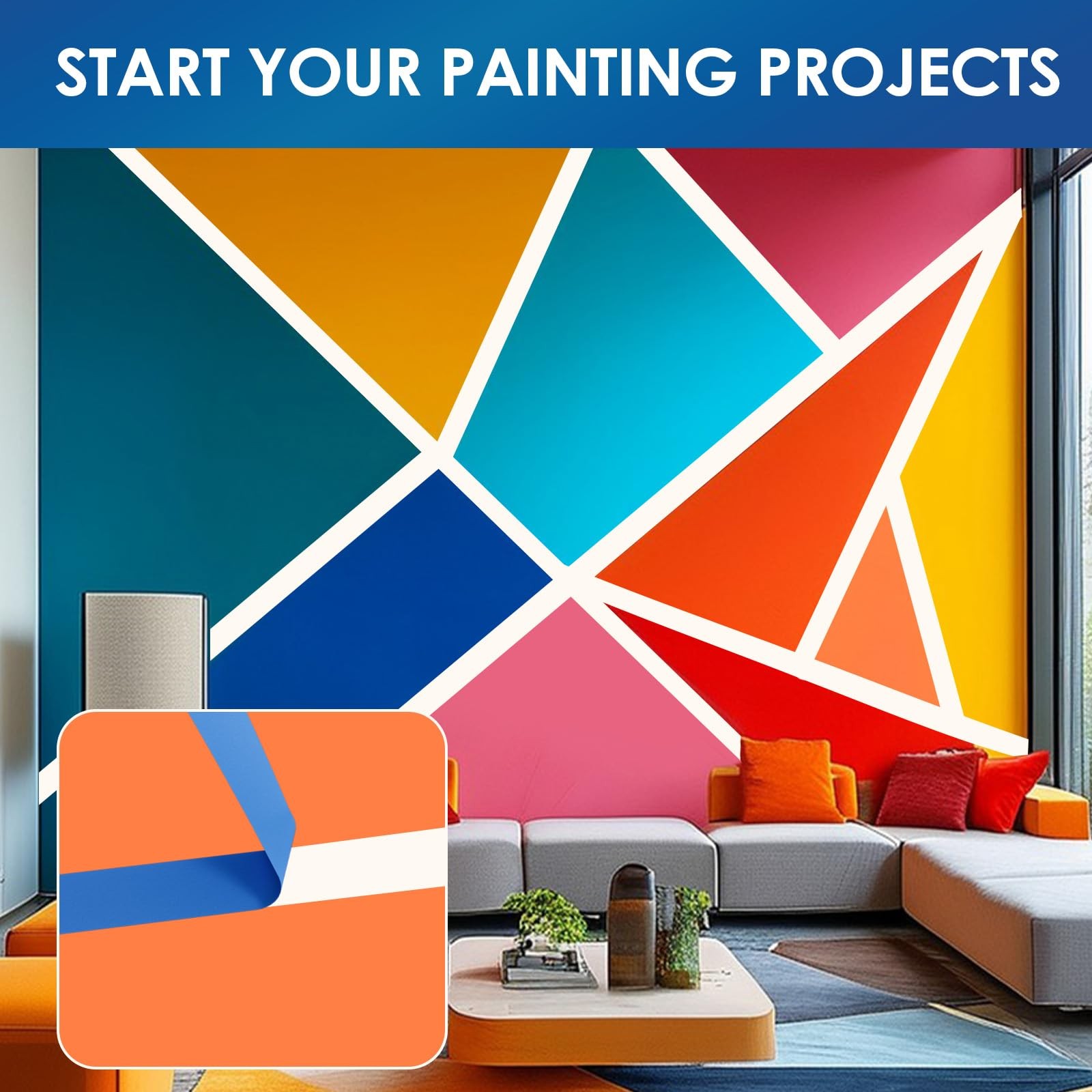 Blue Painters Tape 1 Inch Wide 48 Rolls Bulk, Paint Heat Resistant