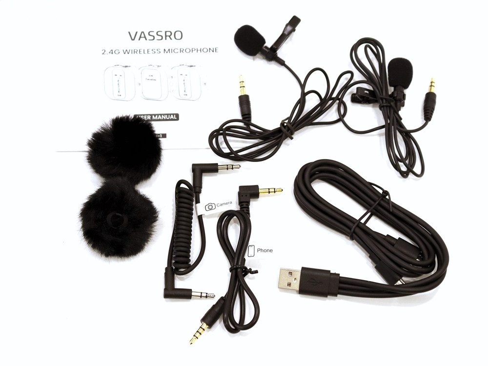 VASSRO 2.4G Wireless Lavalier Microphone 1x Receiver 2x Transmitter