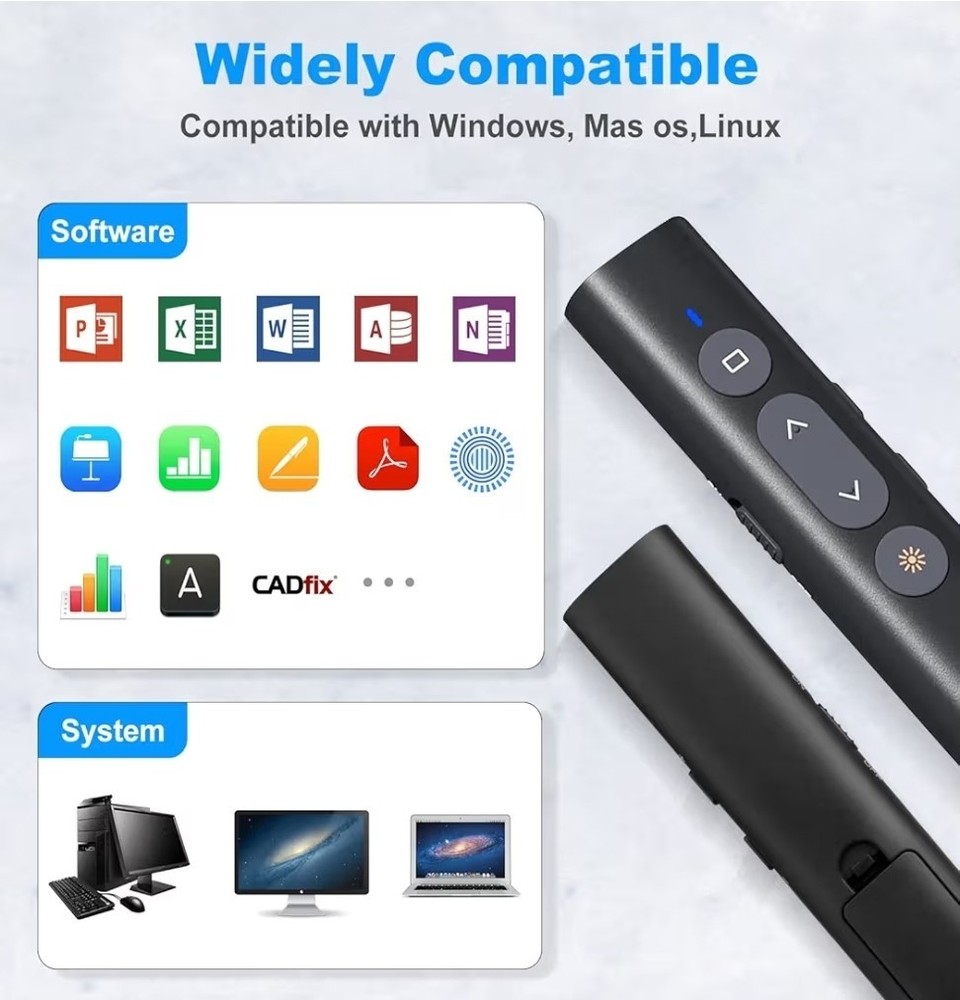 Clicker de presentación USB-A/USB-C para presentaciones de PowerPoint