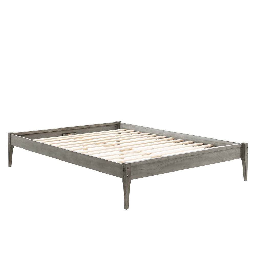 Modway June Wood Twin Platform Bed Frame in Gray