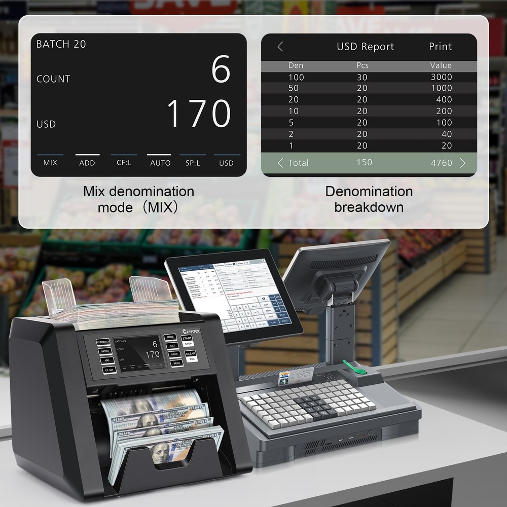 N30 Money Counter Machine Mixed Denomination Bill Value Counting Note Counter