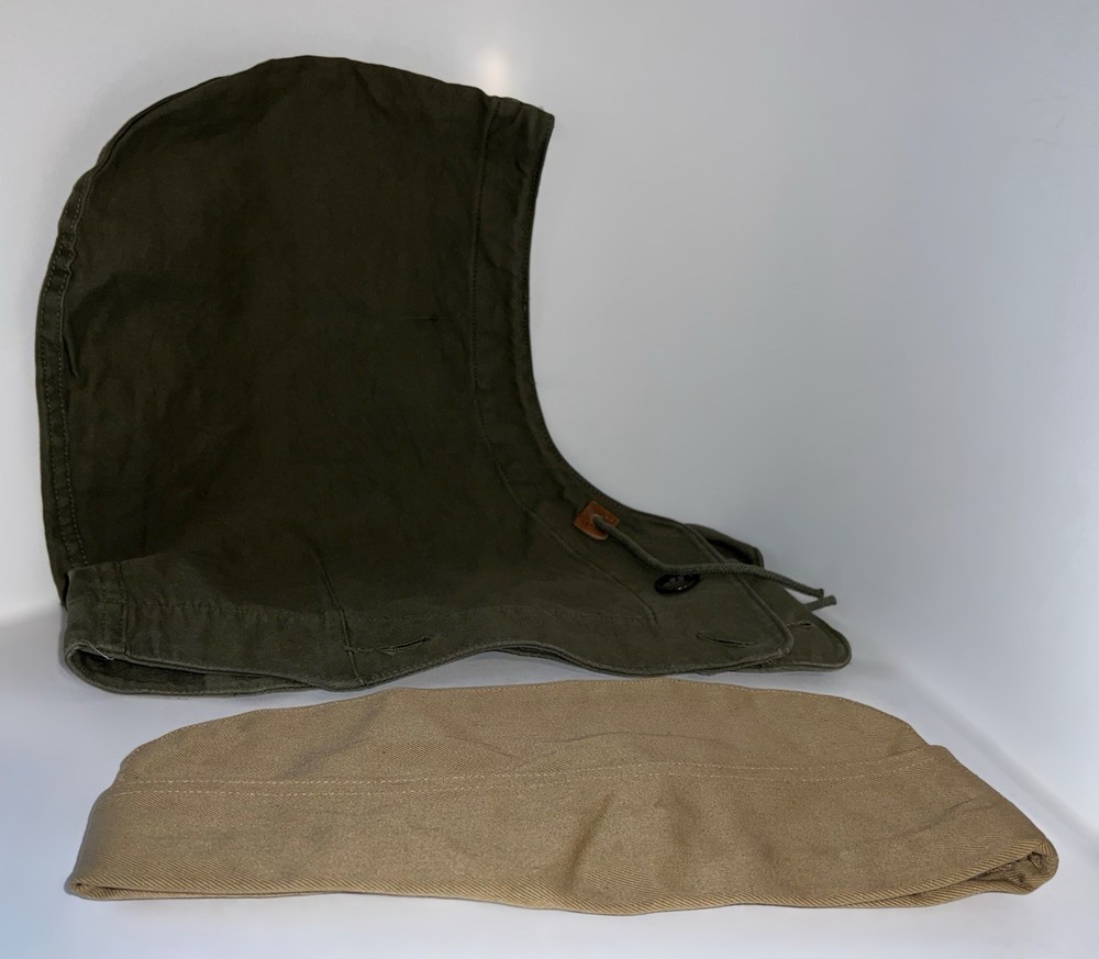 Original WWII US ARMY Khaki Garrison Hat Size 7 3/8 & Jacket Hood Field M-1943