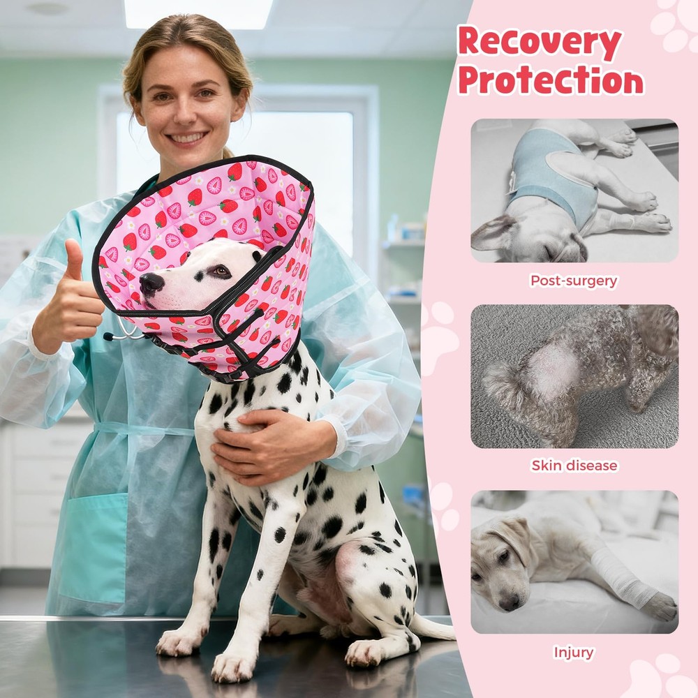 Dog Cone Alternative, Adjustable Soft Comfy Foldable Cones for Medium Large D...