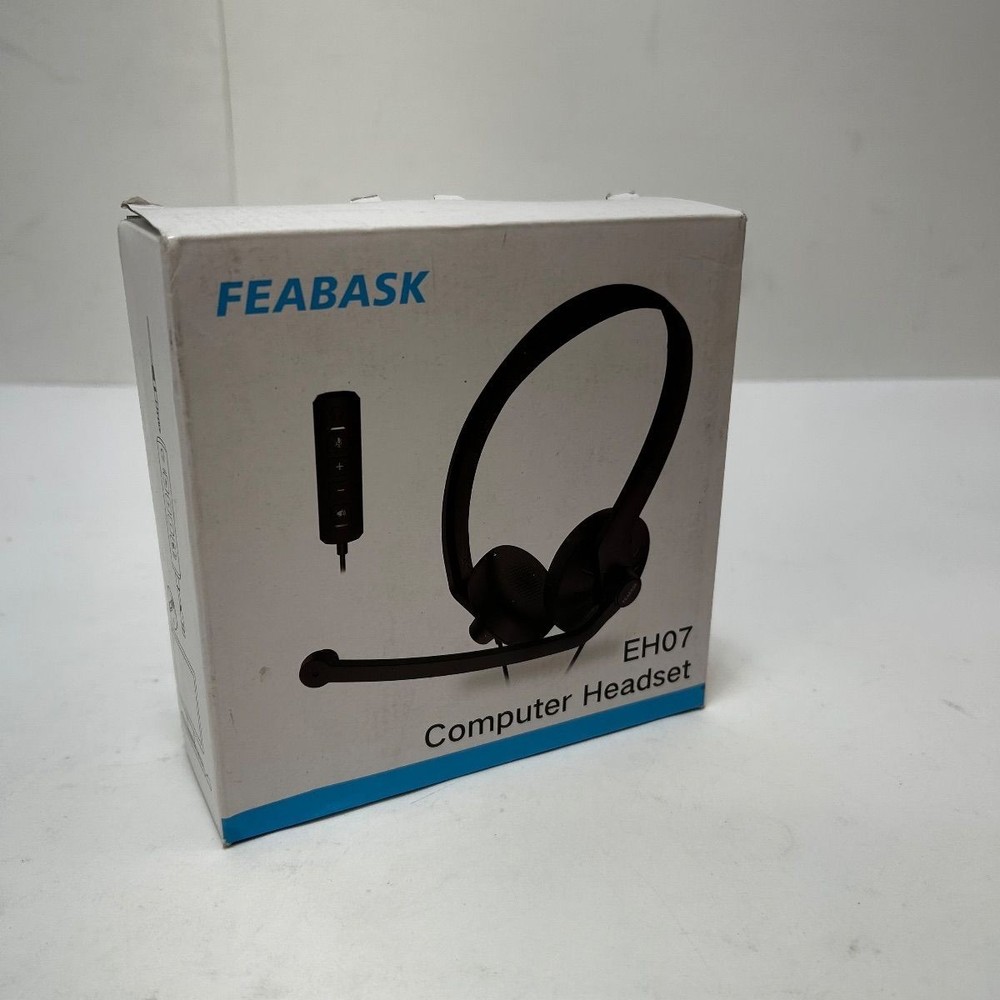 FEABASK EH07 Computer Headset USB/3.5mm w/ Mic Inline Mute Volume Control