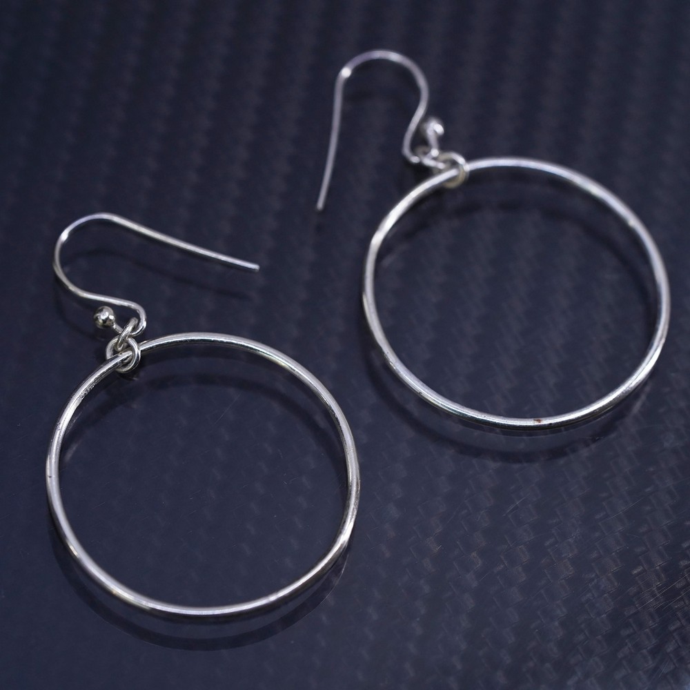 vintage sterling silver 925 circle disc earrings