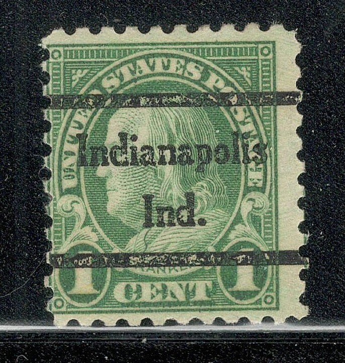 Sc # 581 ~ 1 cent Franklin Issue, Precancel, Indianapolis Ind.