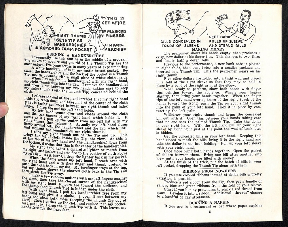 "50 Tricks with a Thumb Tip" Milbourne Christopher Magic Booklet 24pp c1948