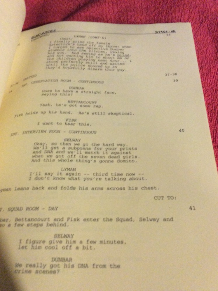 ORIGINAL SCRIPT BLIND JUSTICE RON ELDARD STEVEN BOCHCO MARISOL NICHOLS