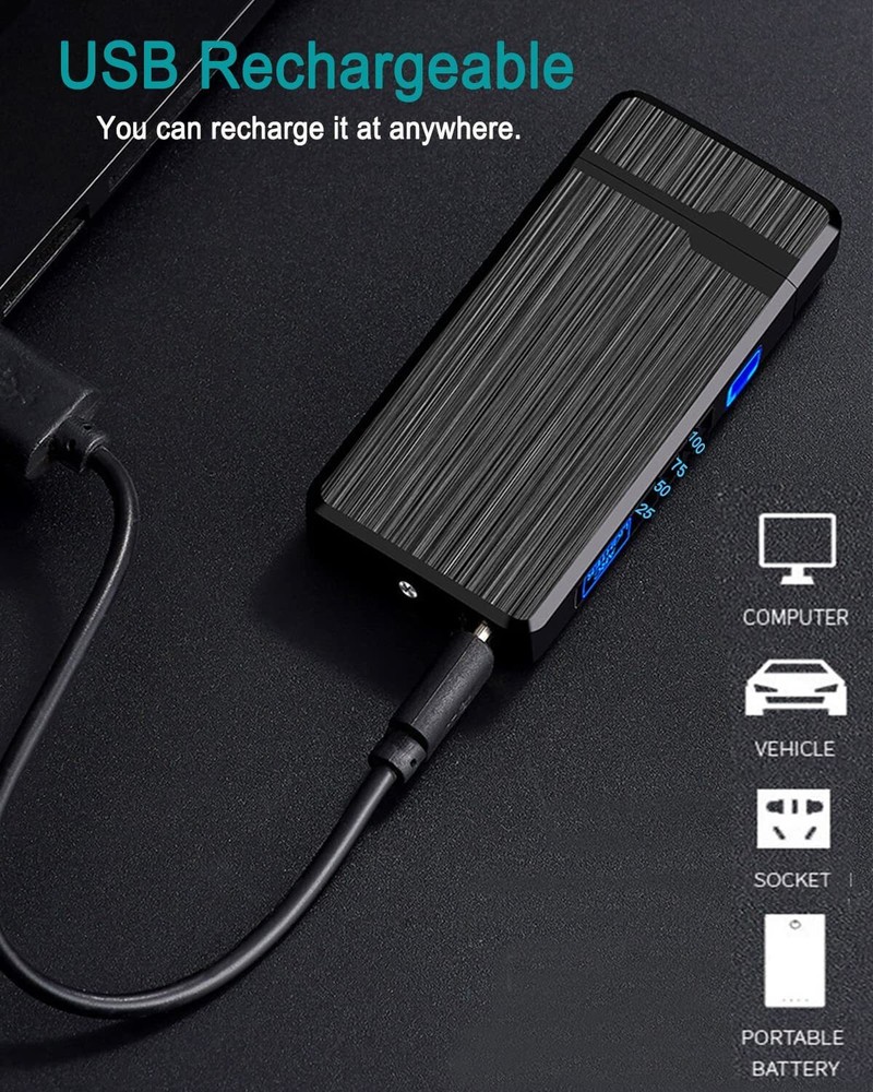 Electric Lighter Dual Arc Plasma USB Rechargeable new