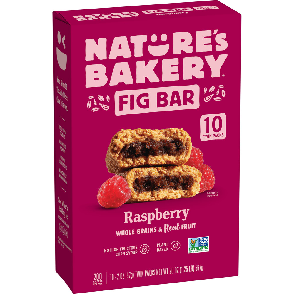 Nature's Bakery Raspberry Fig Bars Snack, 10 Pack, 2 oz Each, Box