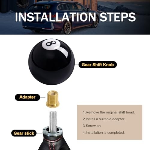 1 PC 8 Ball Shift Knob, Acrylic Gear Billiard Shifter Knobs, Round Shape Pool