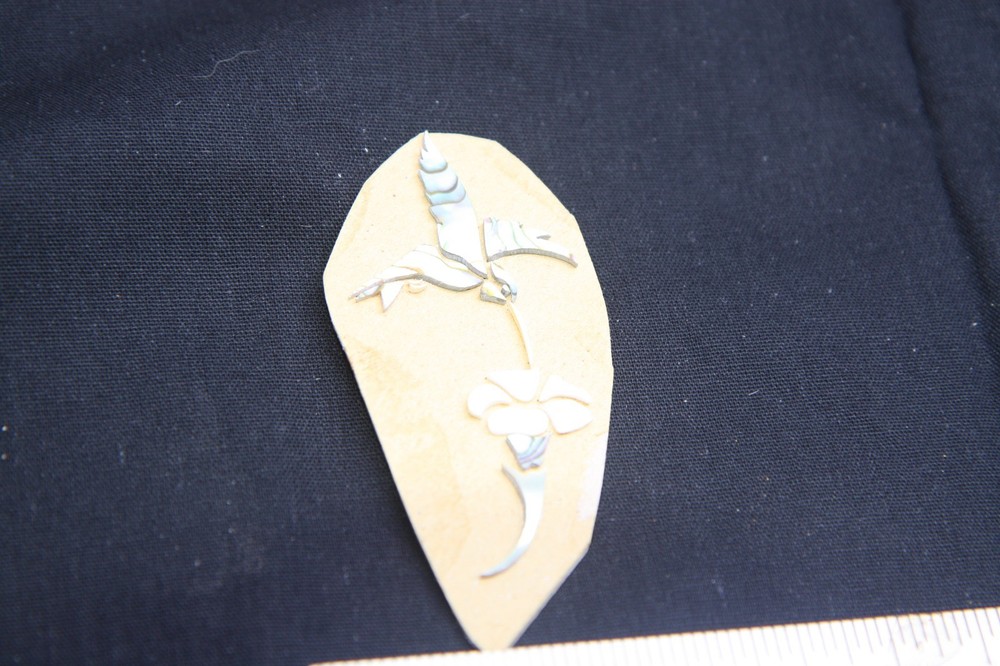 Shell inlay, abalone, Humming bird