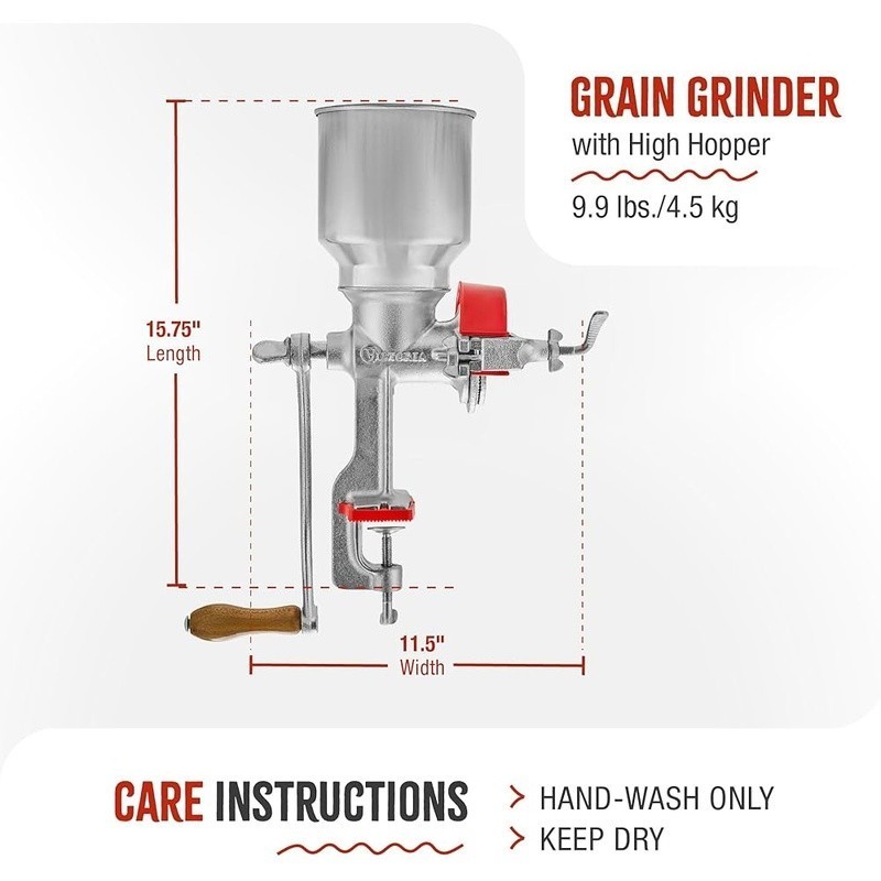 Cast Iron Manual Grain Grinder Corn Milling Machine Adjustable Kitchen Tool New