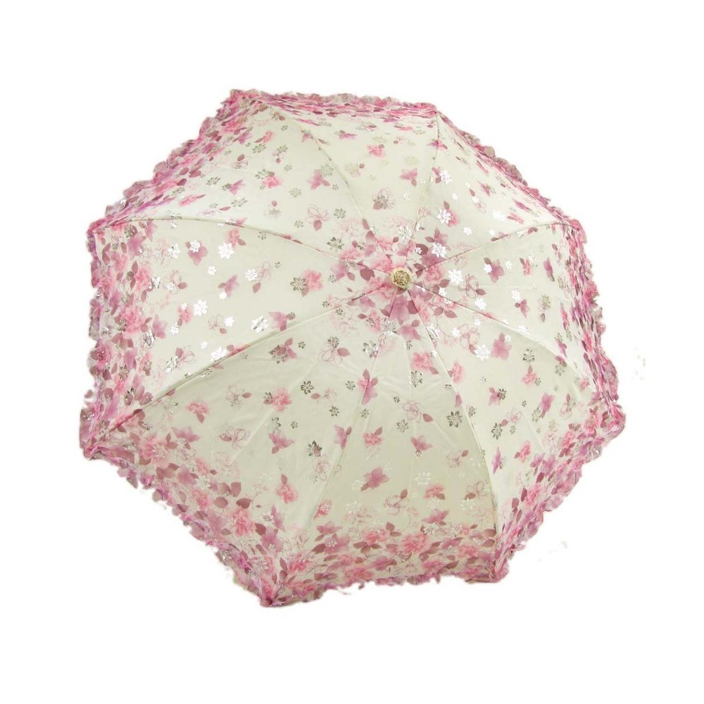 Three Fold Sun/Rain Floral Lace Umbrella