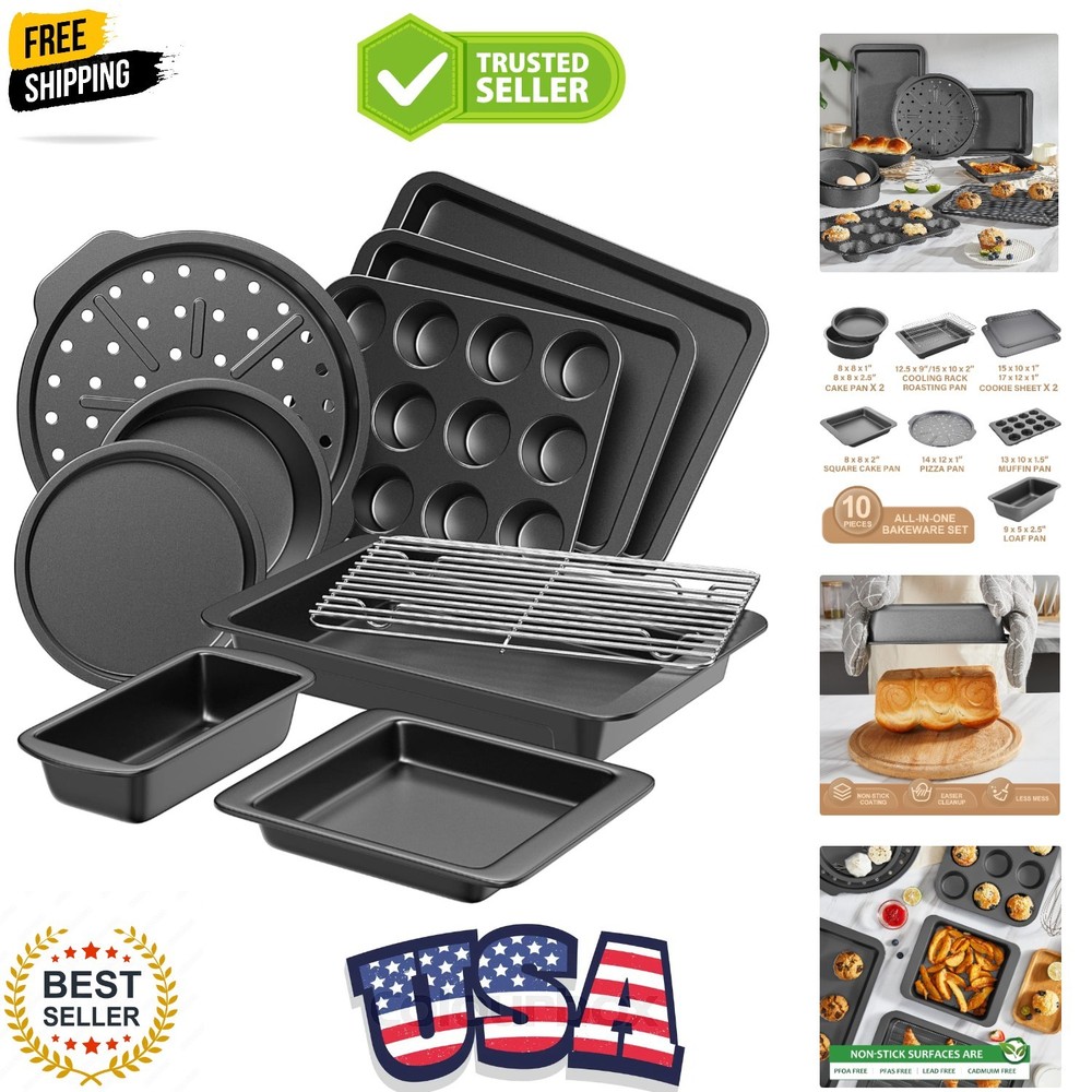 Bakeware Sets, Baking Pans Set, Nonstick Oven Pan for Kitchen with Wider Grip...