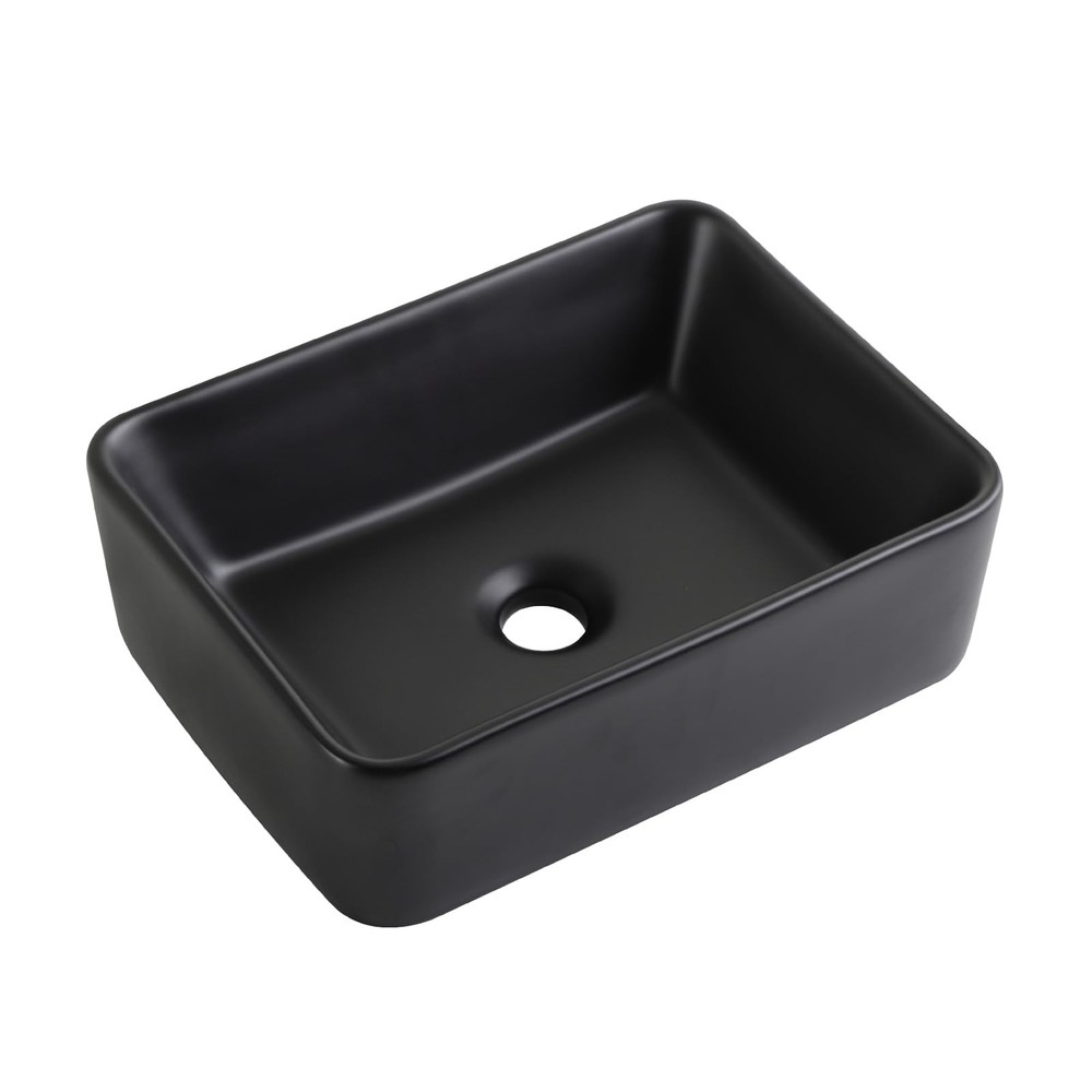 KARAMAG Black Vessel Sink Rectangle 16"x12" Bathroom Sink Rectangular Modern Abo