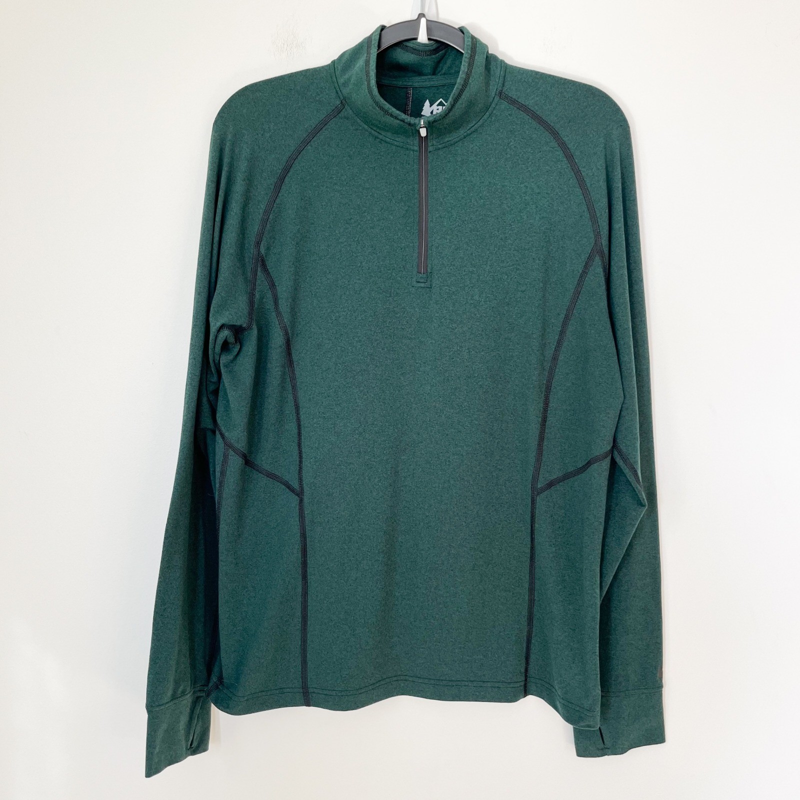 REI Co-op Mens 1/4 Zip Long Sleeve Pullover Green Medium