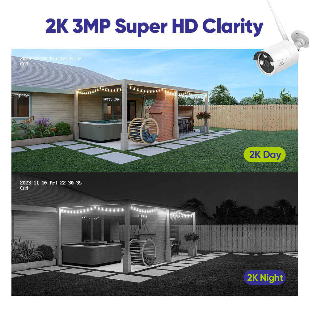 SANNCE Wireless 3MP Security Camera System 2-Way Audio 5MP 8CH NVR AI Detection