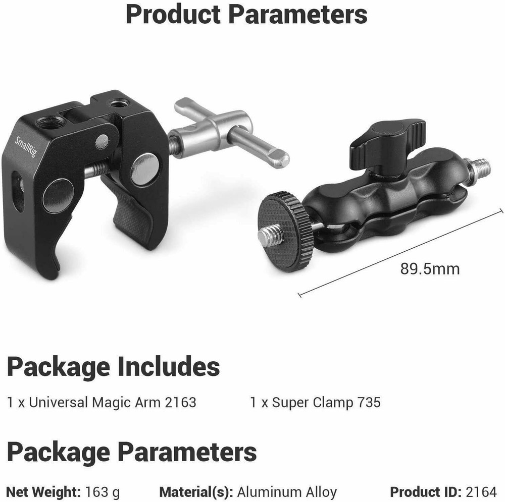 SmallRig Multi-Functional Ballhead Clamp Double Ball Adapter w/Bottom Clamp-2164