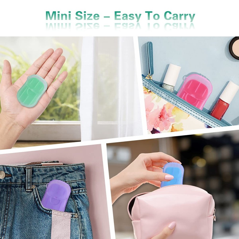 Bamsod 12 Boxes (240 Sheets) Mini Hand Soap Sheets Soap Paper Sheets Portable...