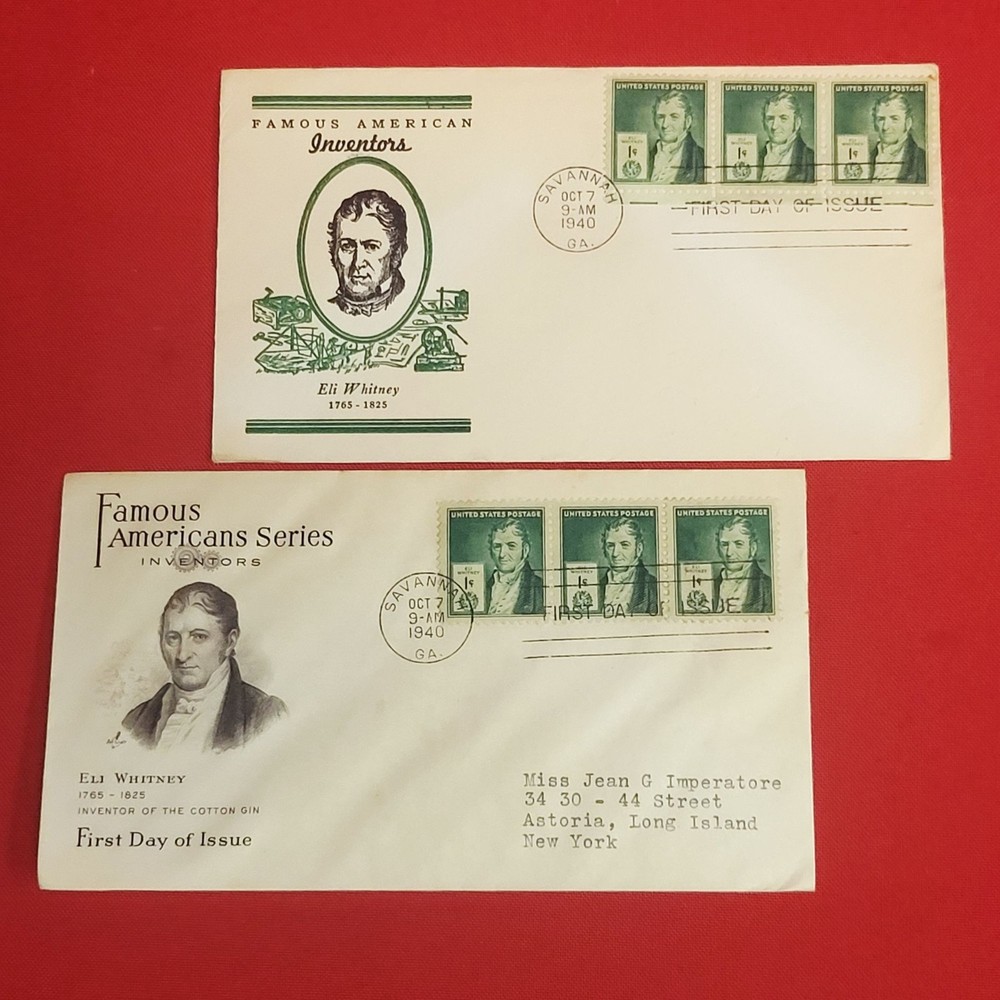 First Day of Issue Eli Whitney Stamp Cache Envelope