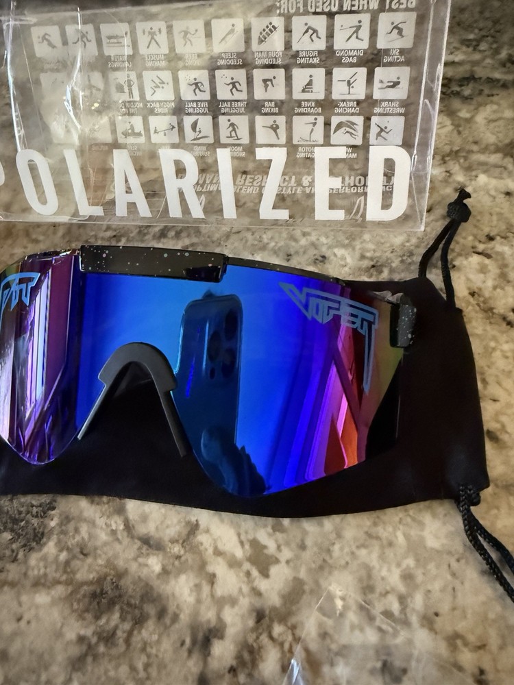 Pit Viper Cycling Sunglasses Polarized Blue Lens Black Shield