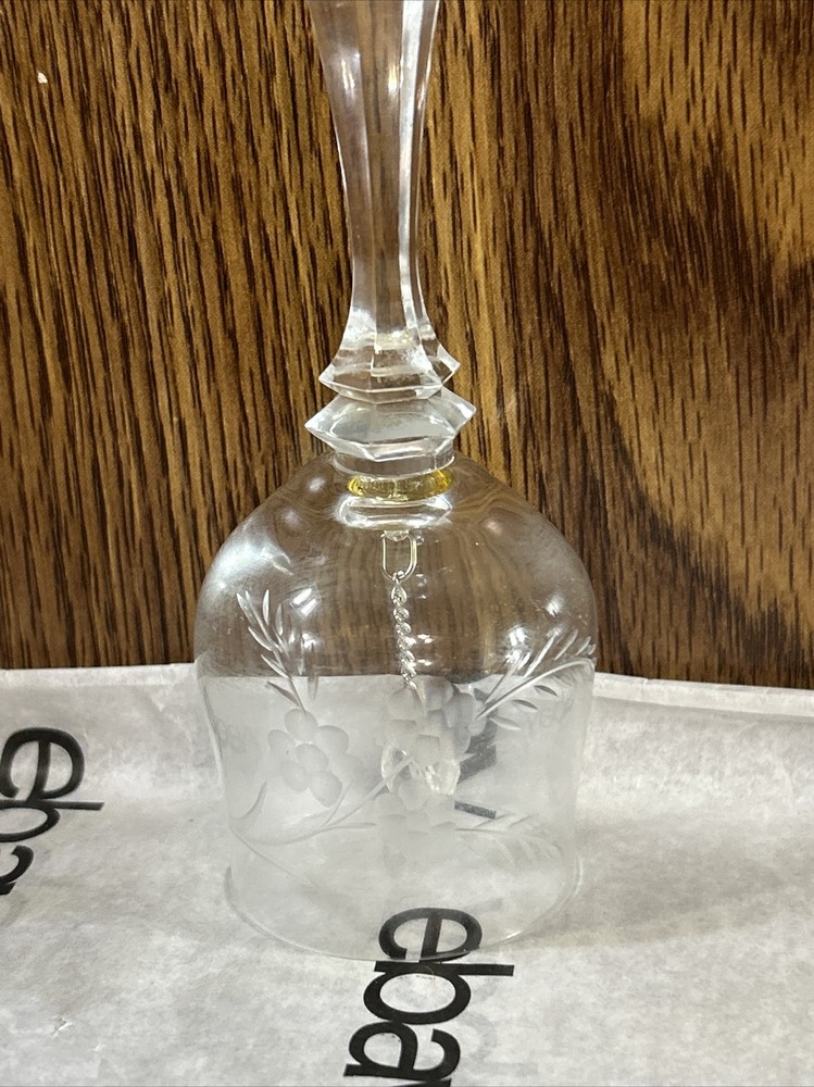 Vintage Glass Crystal Bell Engraved Flowers