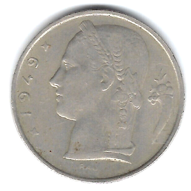 1949  BELGIUM   5 FR COIN