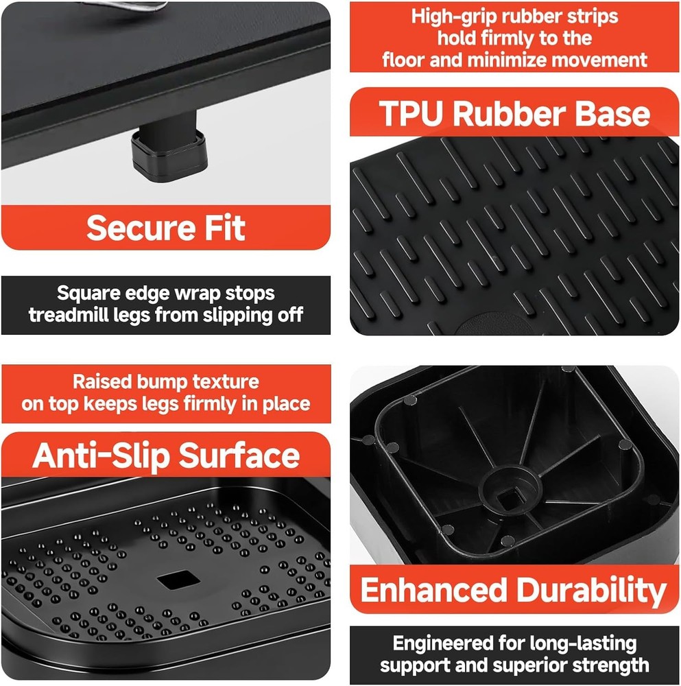 4-Pack Treadmill Incline Riser Blocks, Stackable Treadmill Riser Incline Blocks,