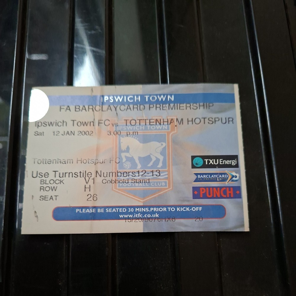 12/1/2002 Ipswich v Tottenham Ticket