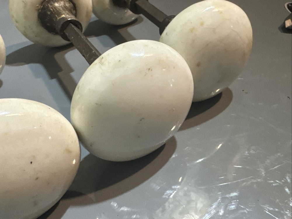6 PAIR / SET VINTAGE WHITE PORCELAIN DOOR KNOBS 2” KNOB Width