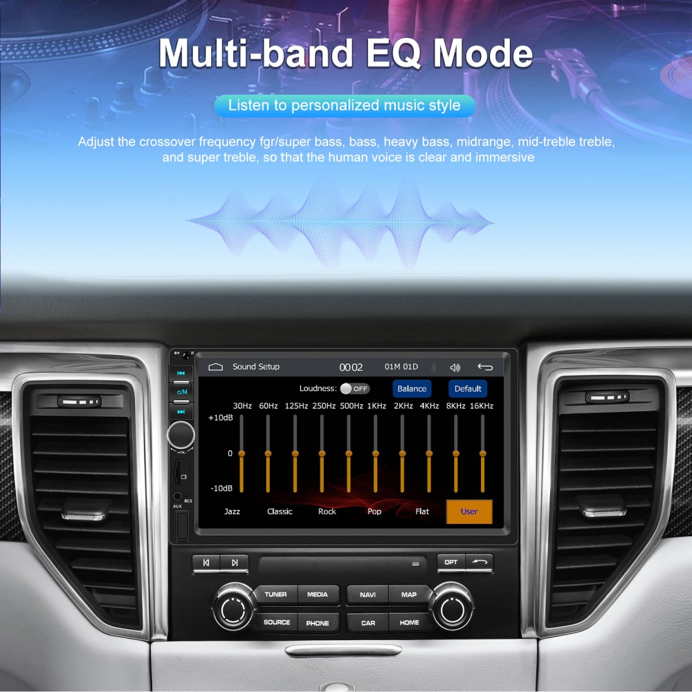 7'' Double 2 Din Car Radio Car Stereo Touch Screen Android Auto BT Apple CarPlay