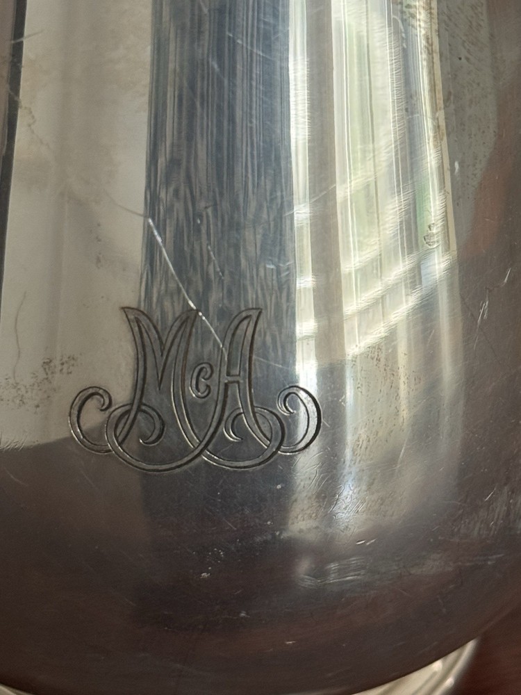 TIFFANY & CO England Silver Plated Water Pitcher Monogram McA