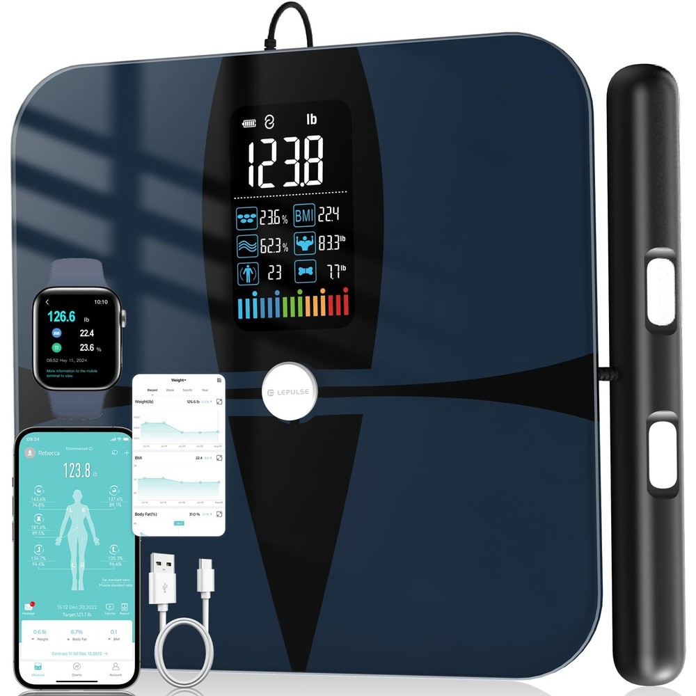 Lepulse Body Composition Scale, 8 Electrode Bathroom Smart Scale with BMI, Bo...