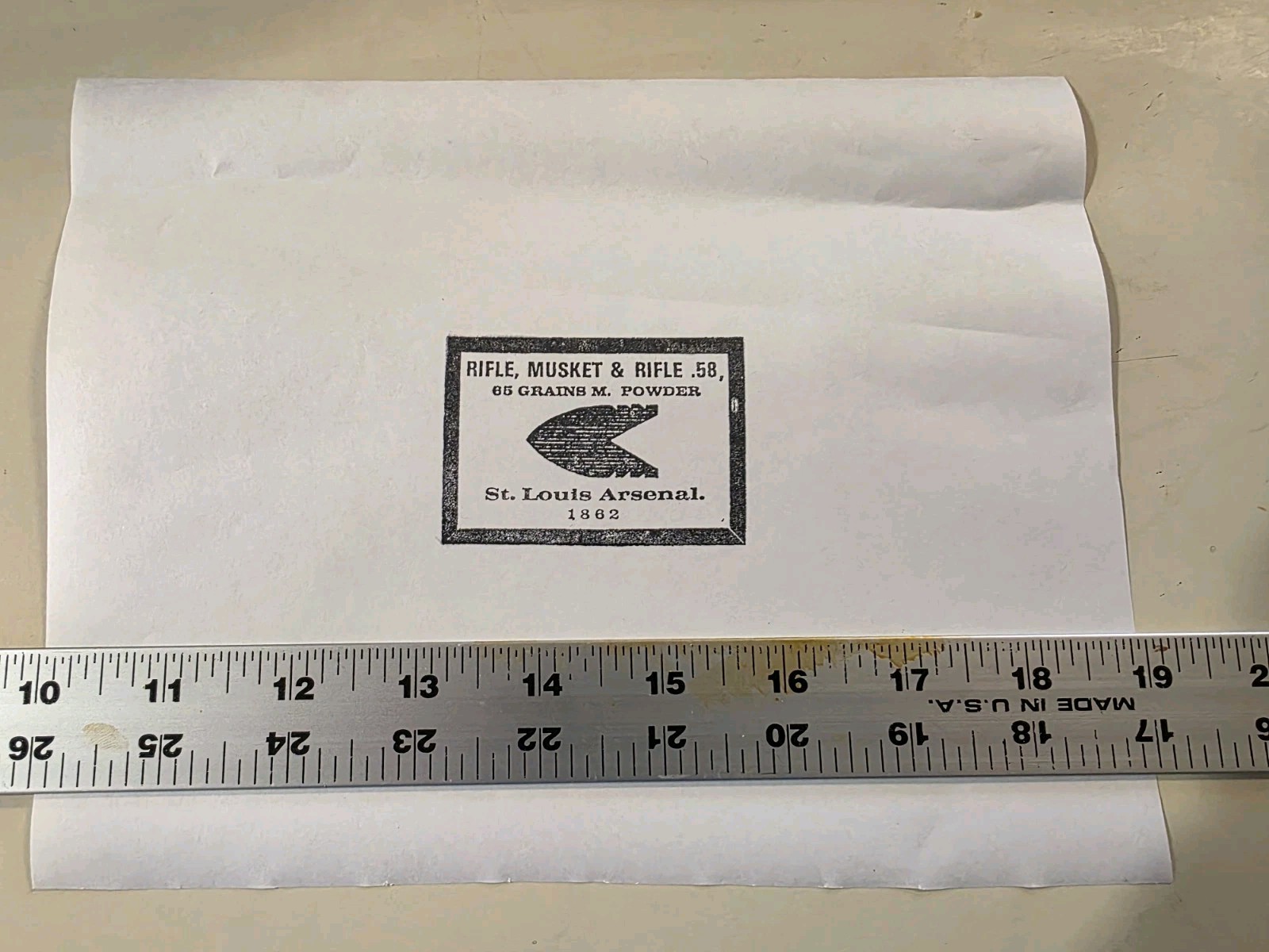 Arsenal Pack Wrapper - St Louis .58  1862 FREE SHIP