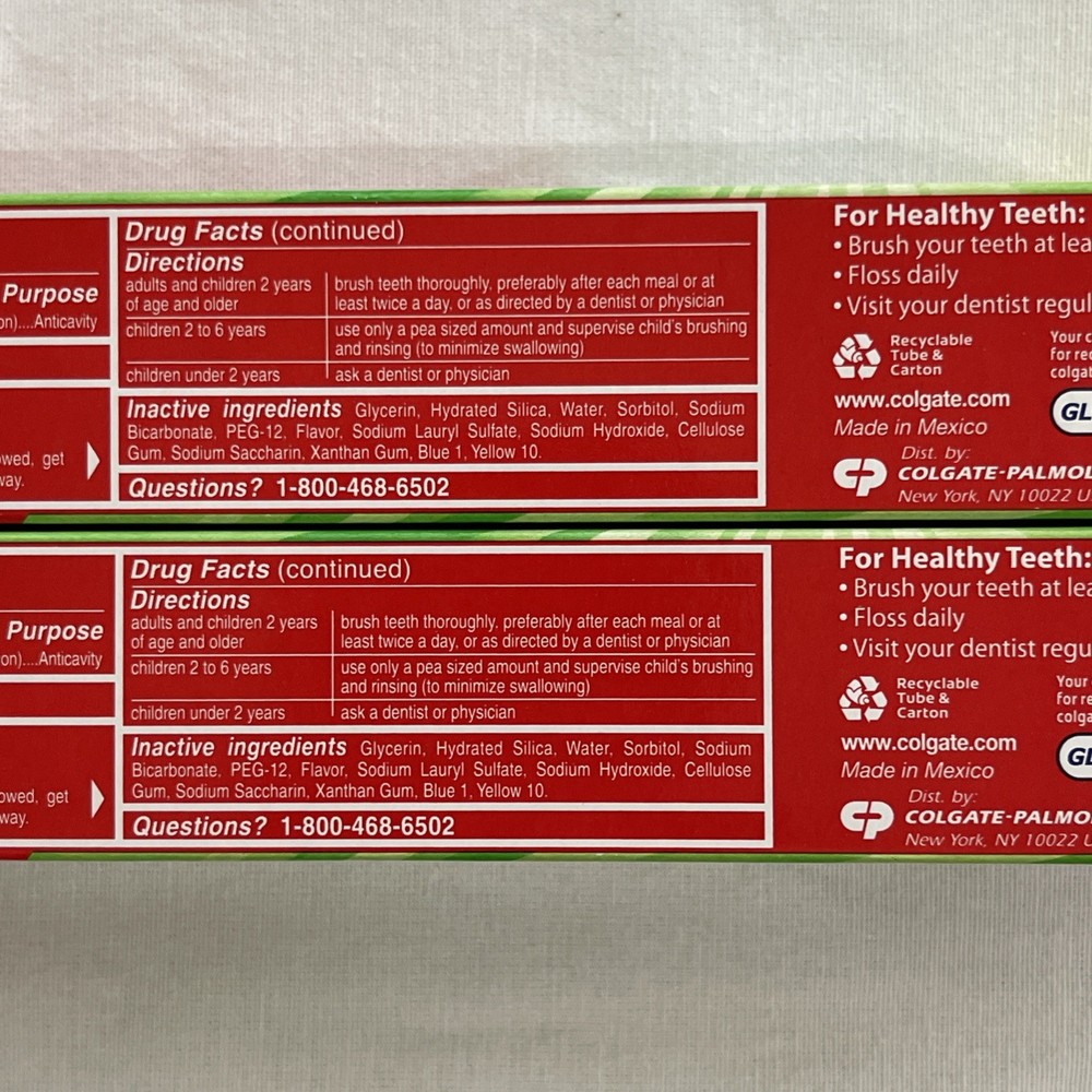 2-Pack Colgate Sparkling White Mint Zing Toothpaste 4oz Whitens & Protects