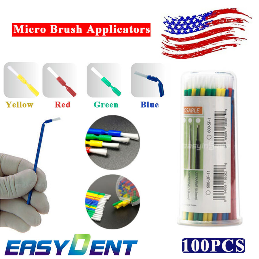 100Pcs Disposable Micro Brush Dental Bendable Applicators 4 Assorted EASYINSMILE