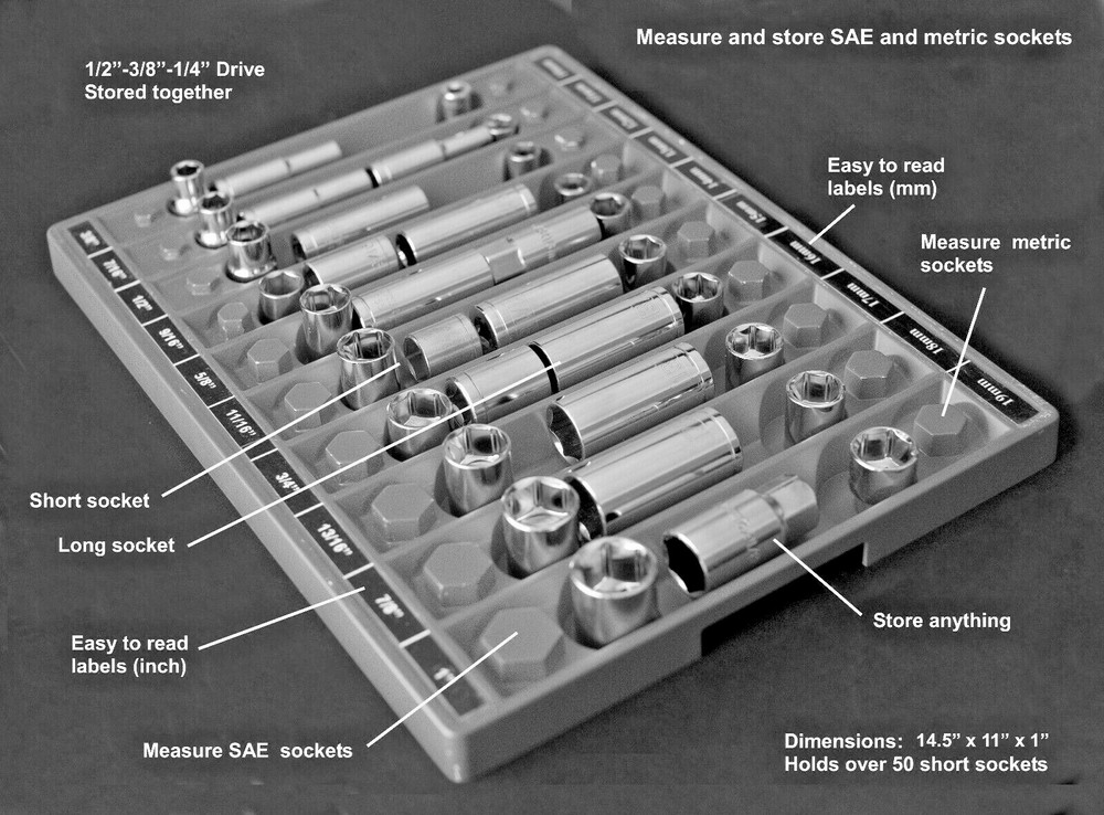 Tool Sorter Socket Organizer - Black