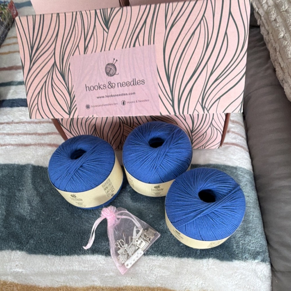 Hooks & Needles Blue Crochet Thread Set