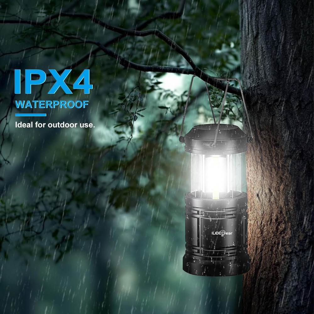 LED Camping Lanterns 2‑Pack – Battery Powered, Collapsible, Adjustable Brightnes