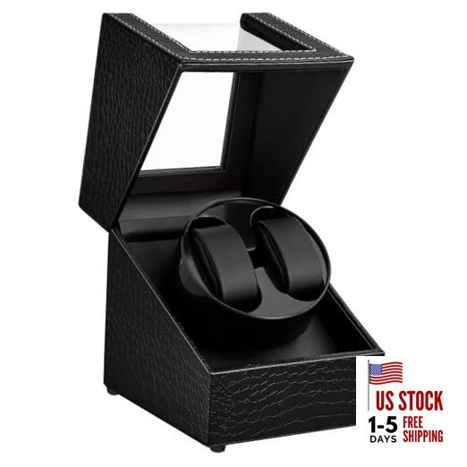 Watch Winder for Automatic Watches,Automatic Black Crocodile Pattern Leather