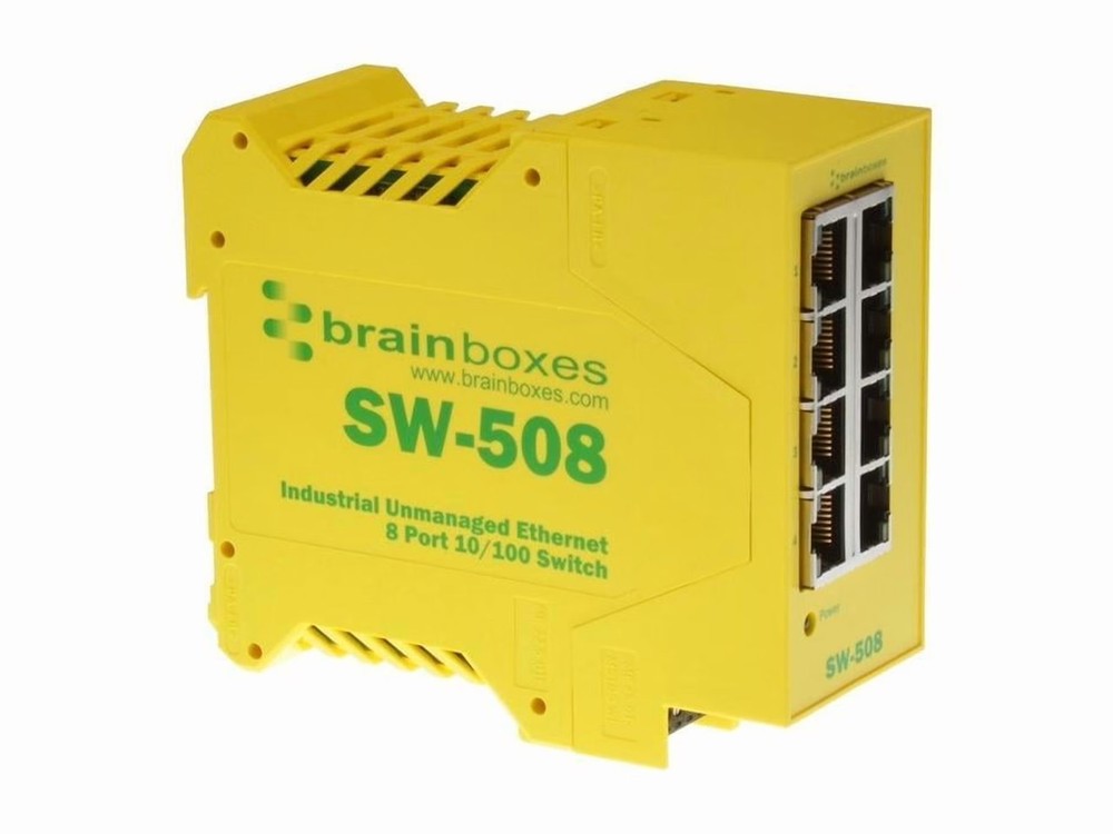 Brainboxes SW-508 Industrial Ethernet 8-Port Switch DIN Rail Mountable