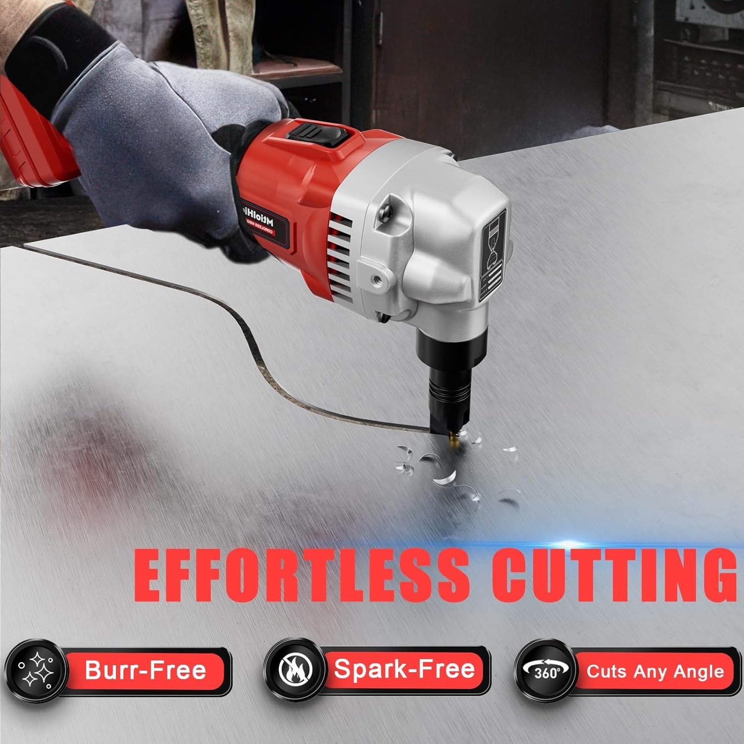 Cordless Metal Nibbler Compatible with For Milwaukee 18V Battery, Red